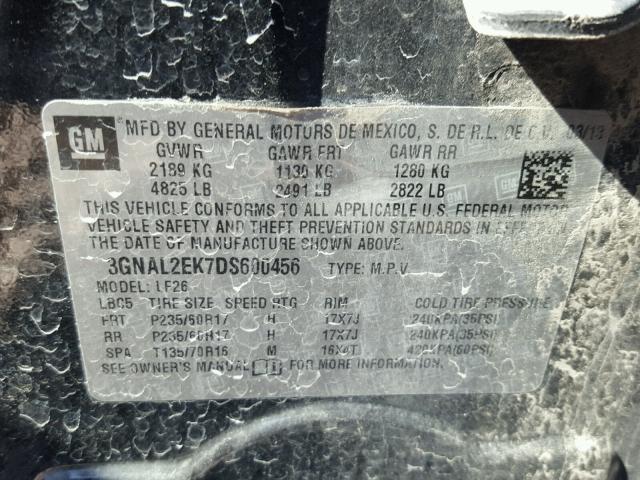 3GNAL2EK7DS600456 - 2013 CHEVROLET CAPTIVA LS 黑色 照片 10