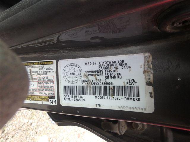 2T1KR32EX4C836905 - 2004 TOYOTA COROLLA MA GRAY photo 9