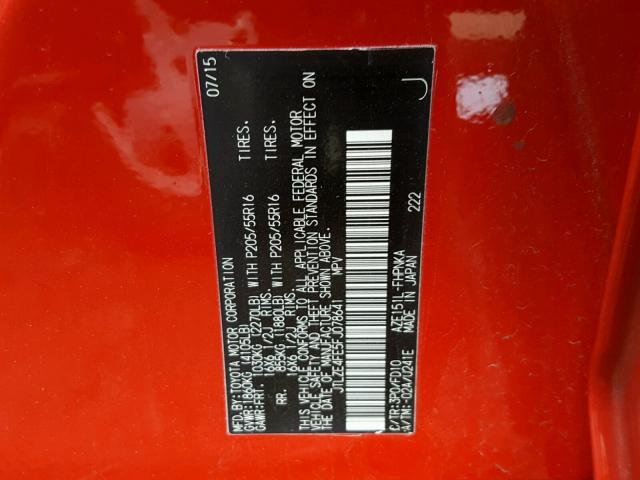 JTLZE4FE5FJ078641 - 2015 TOYOTA SCION XB RED photo 10