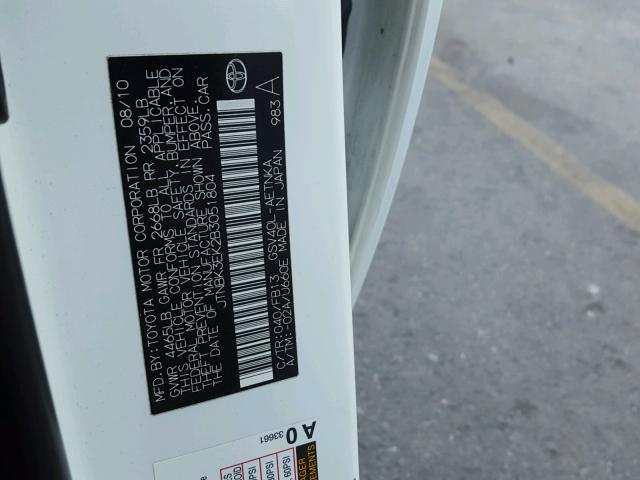 JTNBK3EK2B3051804 - 2011 TOYOTA CAMRY SE WHITE photo 10