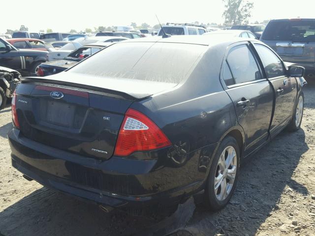 3FAHP0HG1CR422594 - 2012 FORD FUSION SE BLACK photo 4