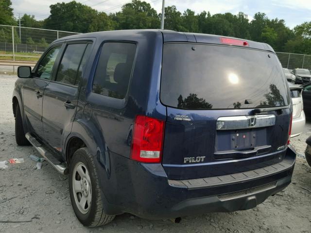 5FNYF4H2XDB033562 - 2013 HONDA PILOT LX BLUE photo 3