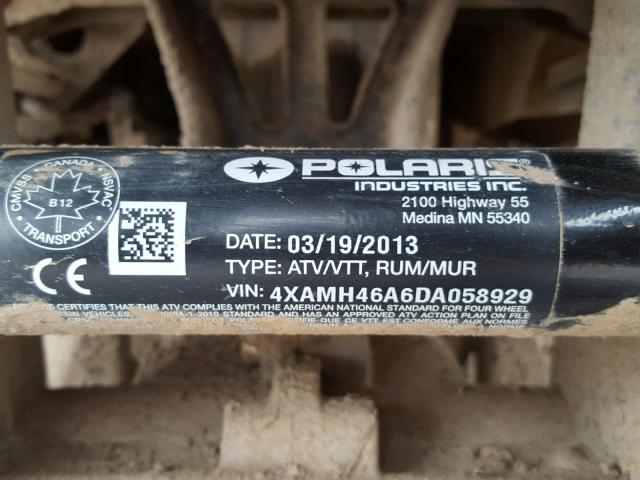 4XAMH46A6DA058929 - 2013 POLARIS SPORTSMAN BLUE photo 10