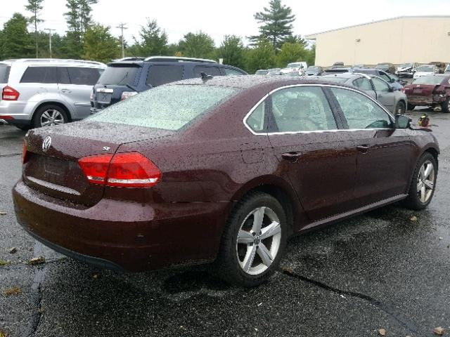 1VWBP7A38DC118868 - 2013 VOLKSWAGEN PASSAT SE BURGUNDY photo 4