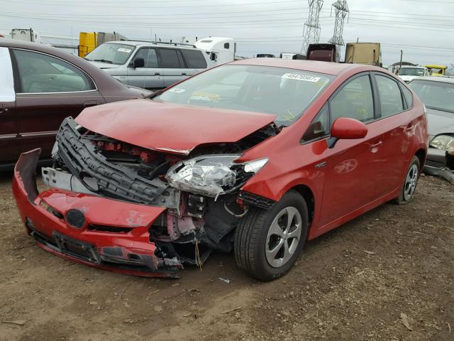 JTDKN3DU9E1762723 - 2014 TOYOTA PRIUS RED photo 2