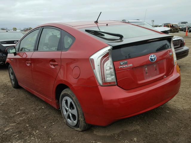 JTDKN3DU9E1762723 - 2014 TOYOTA PRIUS RED photo 3