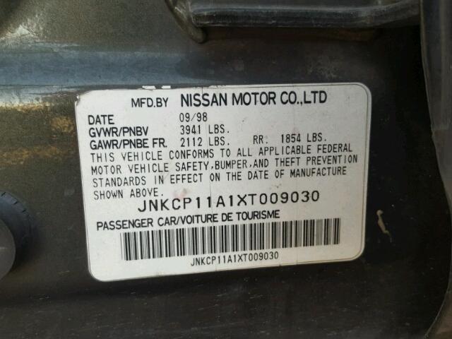 JNKCP11A1XT009030 - 1999 INFINITI G20 GREEN photo 10