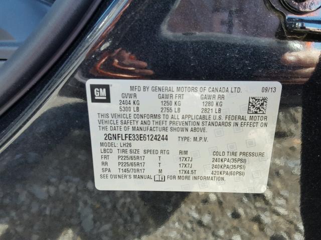 2GNFLFE33E6124244 - 2014 CHEVROLET EQUINOX LT BLACK photo 10