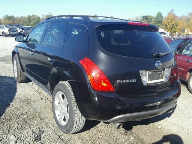 JN8AZ08T64W225250 - 2004 NISSAN MURANO SL BLACK photo 3