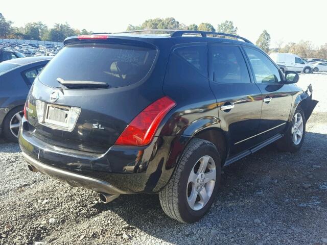 JN8AZ08T64W225250 - 2004 NISSAN MURANO SL BLACK photo 4