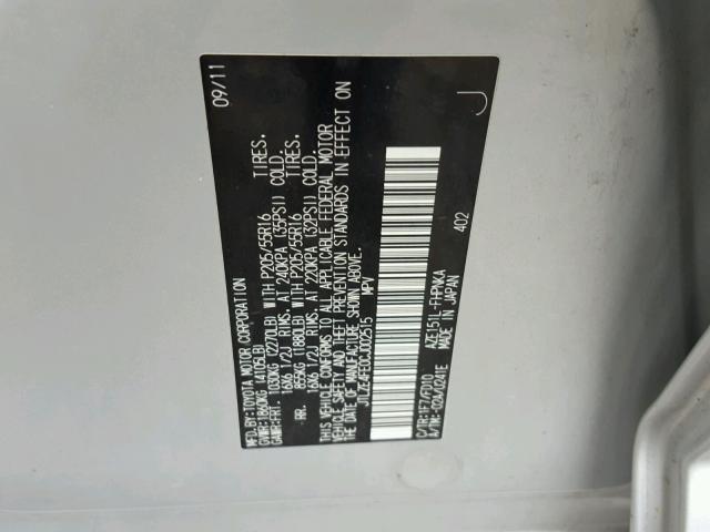 JTLZE4FE0CJ002515 - 2012 TOYOTA SCION XB Plata foto 10