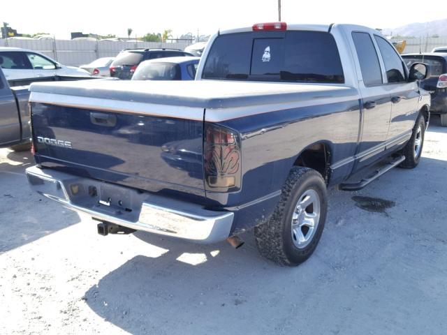 3D7HA18N02G157666 - 2002 DODGE RAM 1500 BLUE photo 4