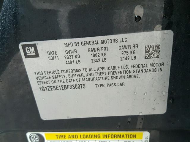 1G1ZE5E12BF330075 - 2011 CHEVROLET MALIBU LTZ 黑色 照片 10