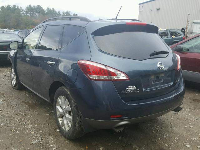 JN8AZ1MW0DW303396 - 2013 NISSAN MURANO BLUE photo 3