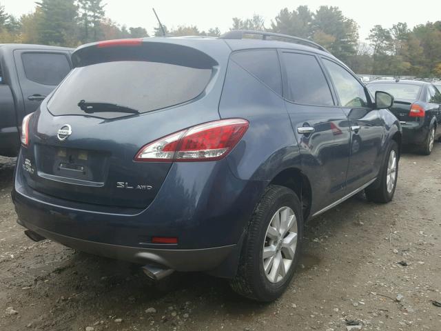 JN8AZ1MW0DW303396 - 2013 NISSAN MURANO BLUE photo 4