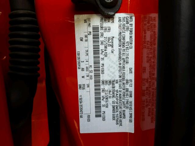 1FADP3F24DL107005 - 2013 FORD FOCUS SE RED photo 10