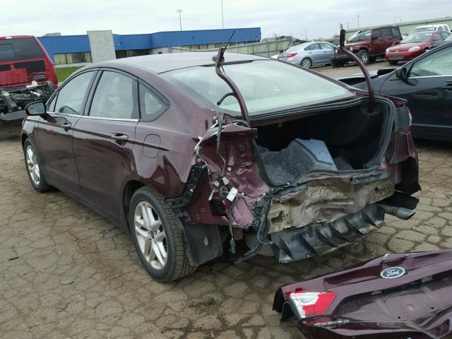 3FA6P0H76DR162752 - 2013 FORD FUSION SE MAROON photo 3