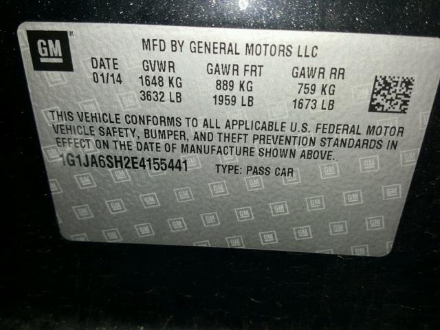 1G1JA6SH2E4155441 - 2014 CHEVROLET SONIC LS BLACK photo 10