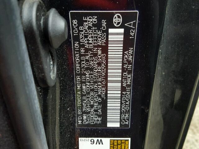 JTKDE167190295693 - 2009 TOYOTA SCION TC 黑色 照片 10