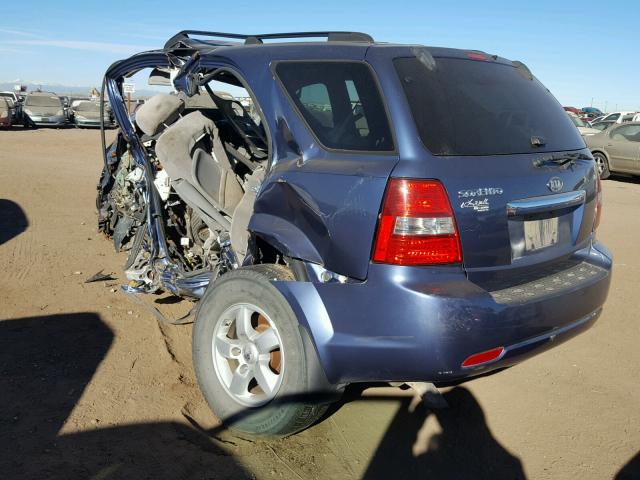 KNDJC735985780235 - 2008 KIA SORENTO EX BLUE photo 3