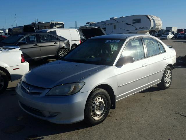 2HGES16535H555716 - 2005 HONDA CIVIC LX SILVER photo 2