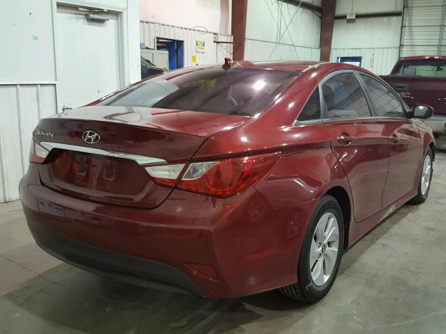 5NPEB4AC3EH829039 - 2014 HYUNDAI SONATA RED photo 4