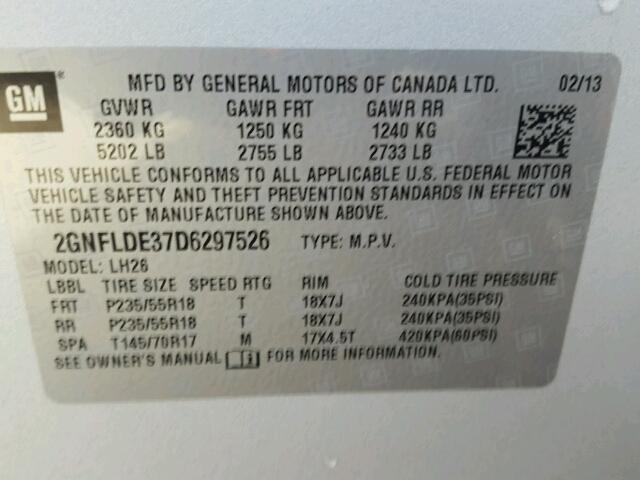 2GNFLDE37D6297526 - 2013 CHEVROLET EQUINOX SILVER photo 10