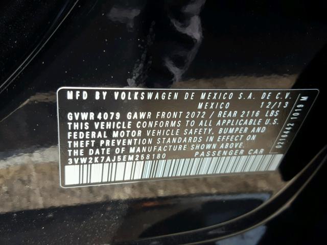 3VW2K7AJ5EM258180 - 2014 VOLKSWAGEN JETTA BASE Սև լուսանկար 10