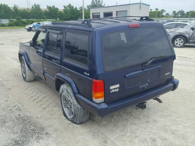 1J4FF58SXYL254752 - 2000 JEEP CHEROKEE C BLUE photo 3