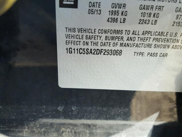 1G11C5SA2DF293068 - 2013 CHEVROLET MALIBU 1LT BLACK photo 10