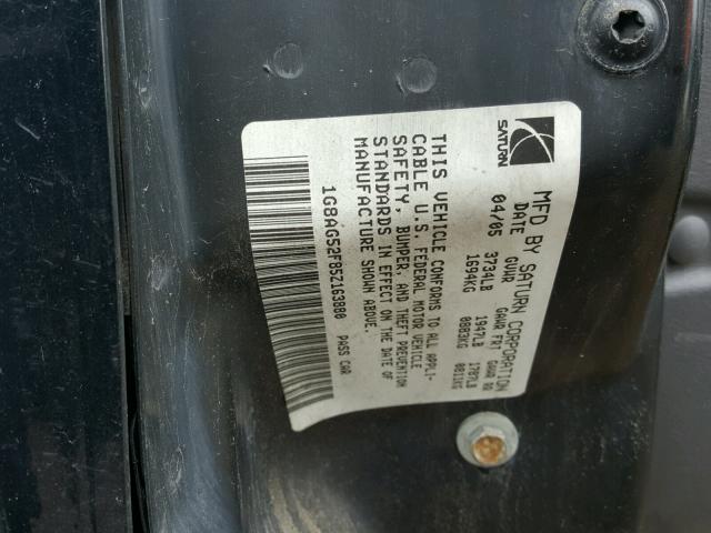 1G8AG52F85Z163880 - 2005 SATURN ION LEVEL BLACK photo 10