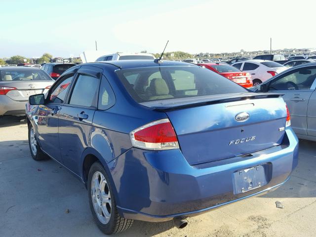 1FAHP35N38W103478 - 2008 FORD FOCUS SE BLUE photo 3