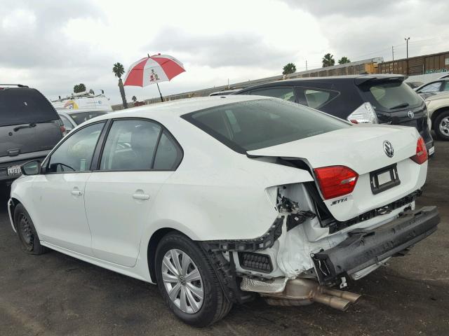 3VW2K7AJ4EM316408 - 2014 VOLKSWAGEN JETTA BASE WHITE photo 3