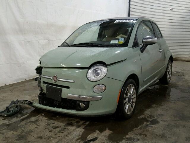 3C3CFFER8CT295432 - 2012 FIAT 500 LOUNGE GREEN photo 2