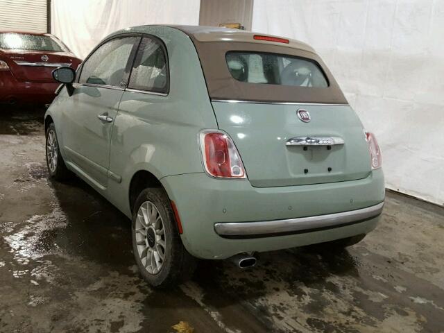 3C3CFFER8CT295432 - 2012 FIAT 500 LOUNGE GREEN photo 3