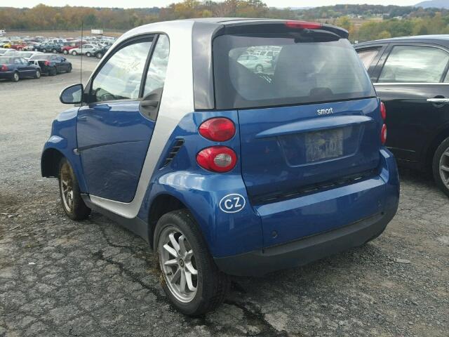 WMEEJ31X68K099490 - 2008 SMART FORTWO BLUE photo 3