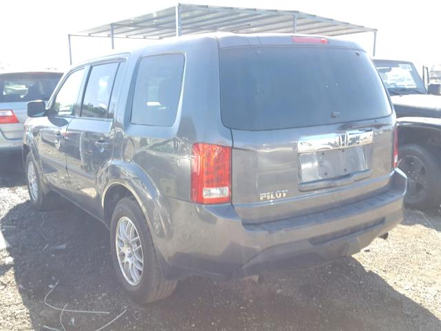 5FNYF3H27EB027522 - 2014 HONDA PILOT LX GRAY photo 3