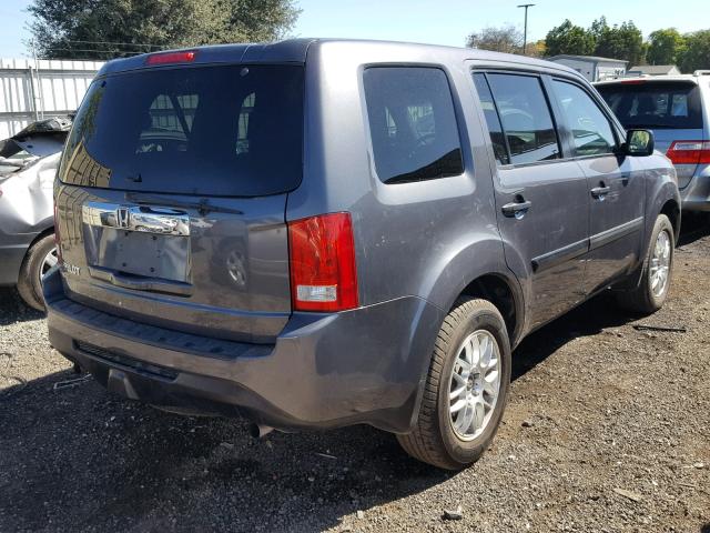 5FNYF3H27EB027522 - 2014 HONDA PILOT LX GRAY photo 4