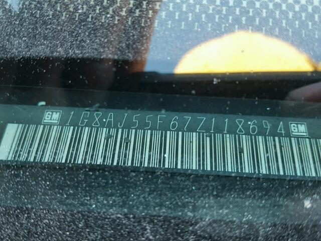 1G8AJ55F67Z118694 - 2007 SATURN ION LEVEL BLUE photo 10