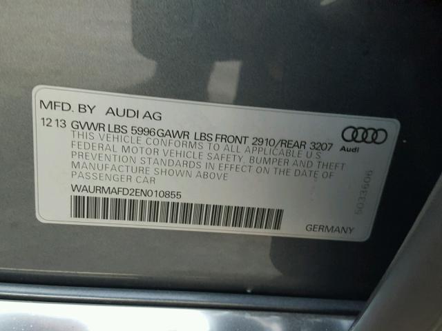 WAURMAFD2EN010855 - 2014 AUDI A8 L TDI 灰色 照片 10