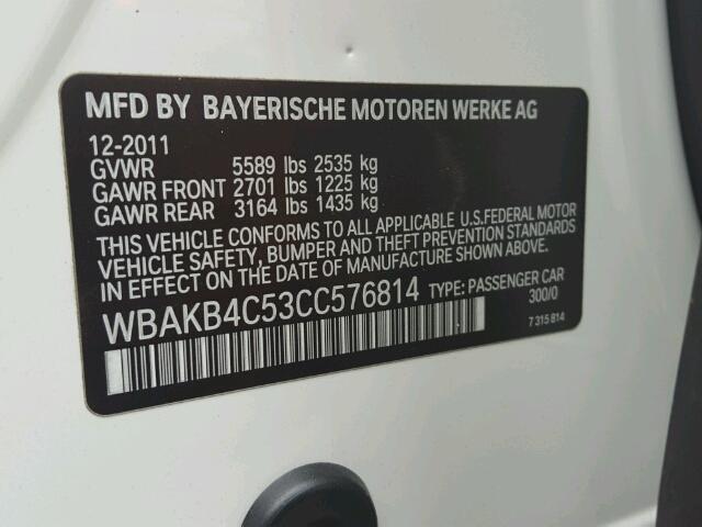 WBAKB4C53CC576814 - 2012 BMW 740 LI WHITE photo 10