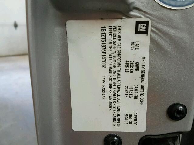 1G1ZT61876F147002 - 2006 CHEVROLET MALIBU MAX SILVER photo 10