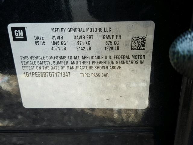 1G1PE5SB7G7171947 - 2016 CHEVROLET CRUZE LIMI CHARCOAL photo 10