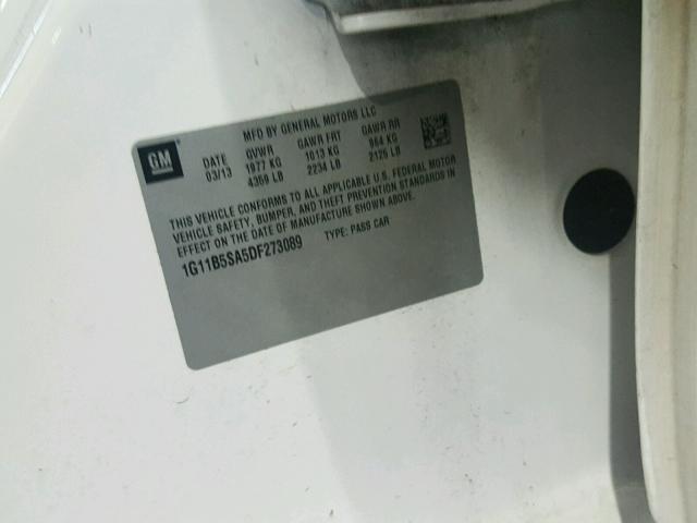 1G11B5SA5DF273089 - 2013 CHEVROLET MALIBU LS 白色 照片 10