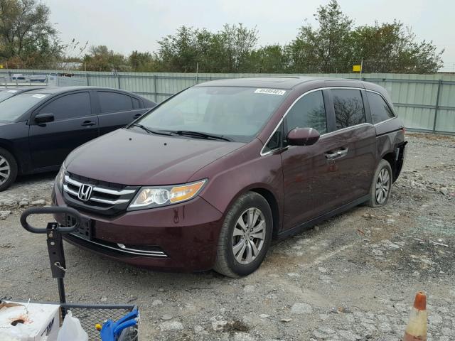 5FNRL5H64EB137309 - 2014 HONDA ODYSSEY EX MAROON photo 2