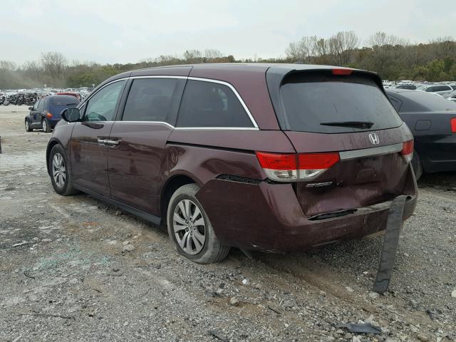 5FNRL5H64EB137309 - 2014 HONDA ODYSSEY EX MAROON photo 3