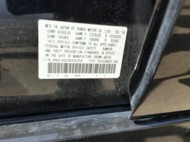 JH4CL96826C035358 - 2006 ACURA TSX BLACK photo 10