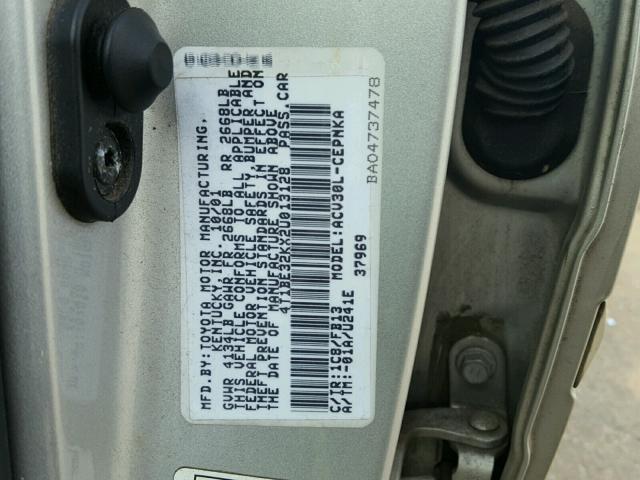 4T1BE32KX2U013128 - 2002 TOYOTA CAMRY LE SILVER photo 10