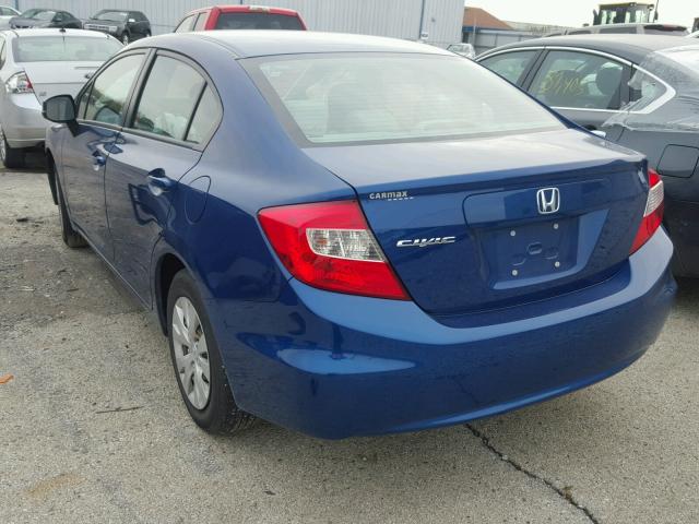 19XFB2F56CE019084 - 2012 HONDA CIVIC LX BLUE photo 3