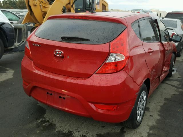 KMHCT5AE5FU203569 - 2015 HYUNDAI ACCENT GS RED photo 4